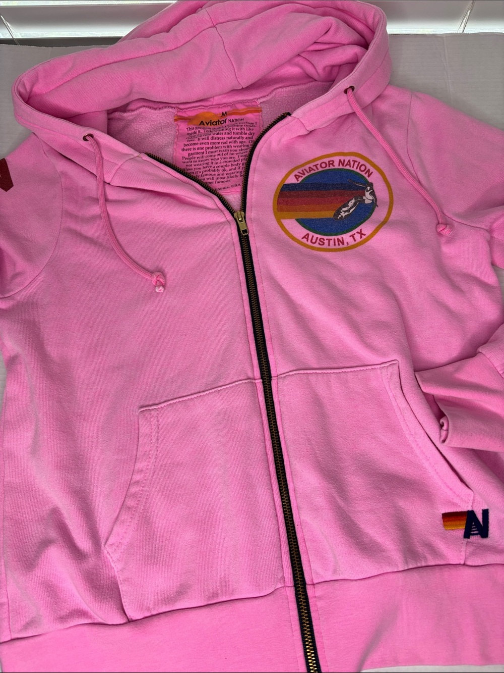 Aviator nation Pink Rainbow Patch Zip Hoodie - Picture 2 of 8